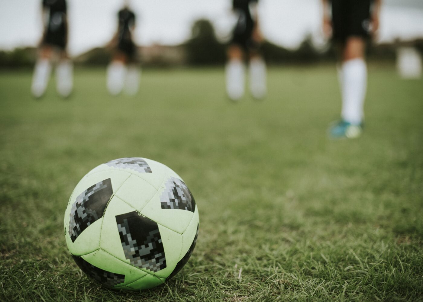 Green football on a field Equipe soccer team